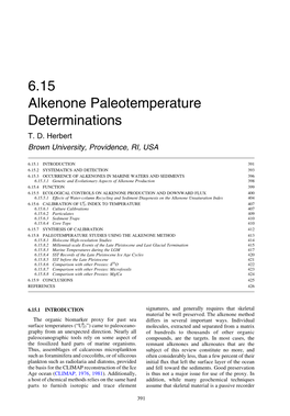 6.15 Alkenone Paleotemperature Determinations T