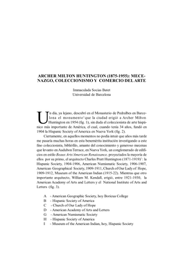 Archer Milton Huntington (1875-1955): Mece- Nazgo, Coleccionismo Y Comercio Del Arte