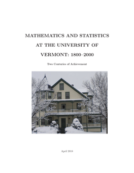 Mathematics and Statistics at the University of Vermont