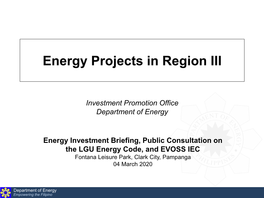Energy Projects in Region III