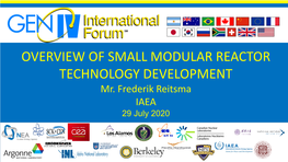 OVERVIEW of SMALL MODULAR REACTOR TECHNOLOGY DEVELOPMENT Mr