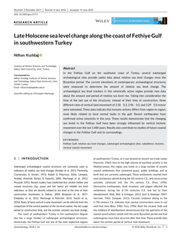 Late Holocene Sea Level Change Along the Coast of Fethiye Gulf in Southwestern Turkey