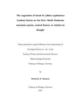 The Vegetation of Greek Fir Forests in Relation to Drought