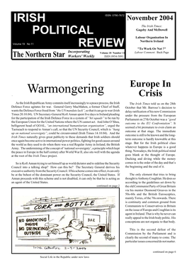 Irish Political Review, November 2004