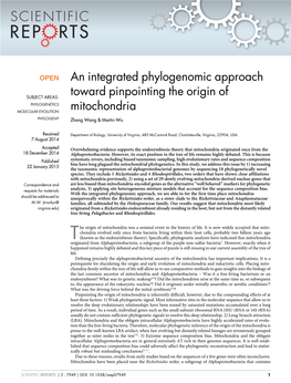 An Integrated Phylogenomic Approach Toward Pinpointing the Origin Of