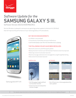 Software Update for the SAMSUNG GALAXY S III. Software Version JSS15J.I535VRUCNC1