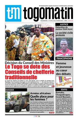 Le Togo Se Dote Des Conseils De Chefferie Traditionnelle