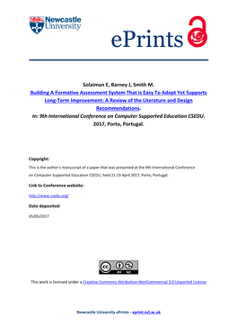 Building a Formative Assessment System That Is Easy to Adopt Yet Supports Long-Term Improvement: a Review of the Literature and Design Recommendations