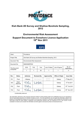 Kish Bank 2D Survey and Shallow Borehole Sampling, 2012