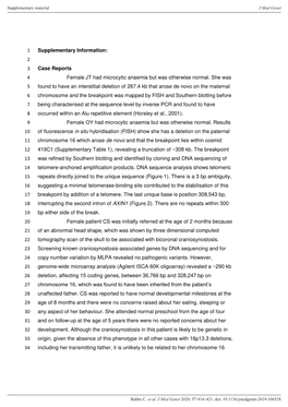 Supplementary Information: 1 2 Case Reports 3 Female JT Had Microcytic