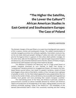 African American Studies in East-Central And