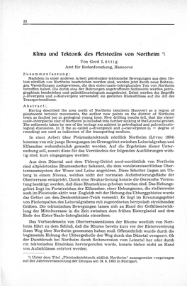 Klima Und Tektonik Des Pleistozäns Von Northeim *)