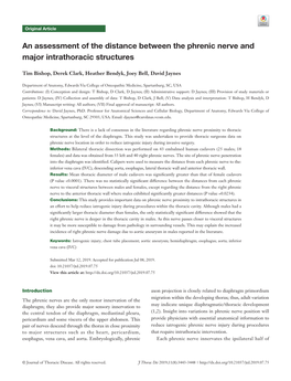 An Assessment of the Distance Between the Phrenic Nerve and Major Intrathoracic Structures