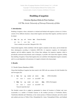 Doubling of Negation