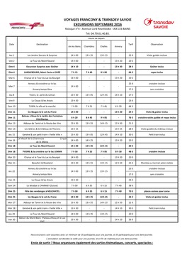 Voyages Francony & Transdev Savoie Excursions