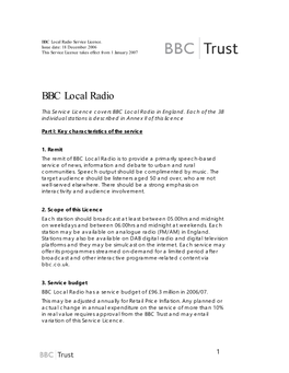 BBC Local Radio Service Licence 18Dec06