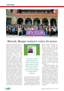 Ahotsak, Basque Women's Voices for Peace