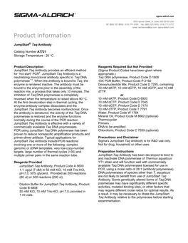 Jumpstart Taq Antibody (A7721)