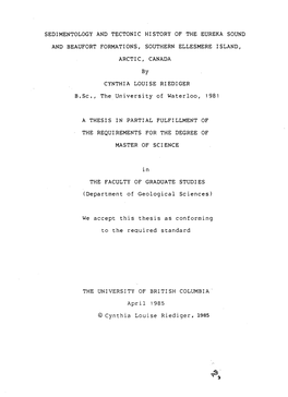 Sedimentology and Tectonic History of the Eureka Sound