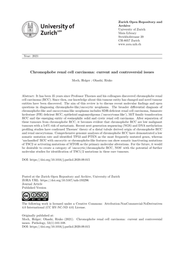 Chromophobe Renal Cell Carcinoma: Current and Controversial Issues