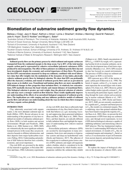 Biomediation of Submarine Sediment Gravity Flow Dynamics Melissa J