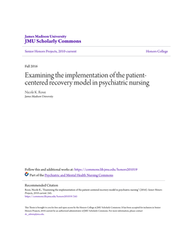 Examining the Implementation of the Patient-Centered Recovery Model in Psychiatric Nursing