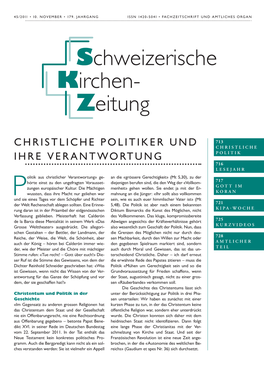 Christliche Politiker Und Ihre Verantwortung 45/2011