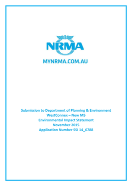 NRMA Westconnex New M5 Submission