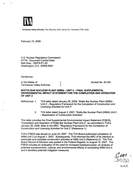 February 15, 2008 US Nuclear Regulatory Commission ATTN