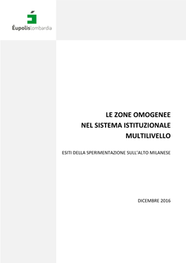 Le Zone Omogenee Nel Sistema Istituzionale Multilivello