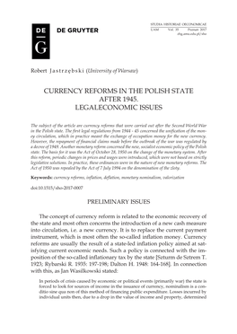 Currency Reforms in the Polish State After 1945