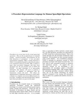 A Procedure Representation Language for Human Spaceflight Operations