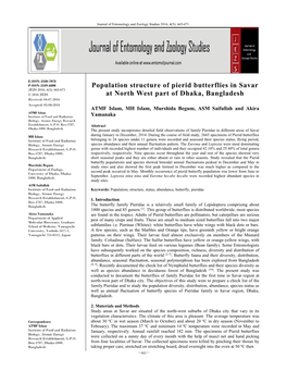 Population Structure of Pierid Butterflies in Savar at North West Part of Dhaka, Bangladesh