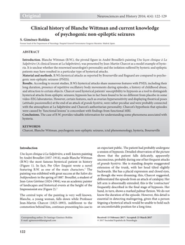 Clinical History of Blanche Wittman and Current Knowledge of Psychogenic Non-Epileptic Seizures S