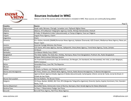Sources Included in WNC Below Is a List of the Sources Whose Information Is Included in WNC
