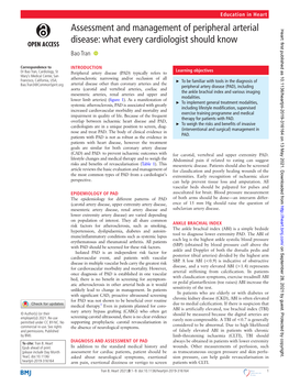 Assessment and Management of Peripheral Arterial Disease