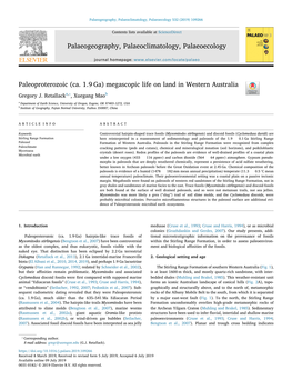 Paleoproterozoic (Ca. 1.9 Ga) Megascopic Life on Land in Western Australia T ⁎ Gregory J