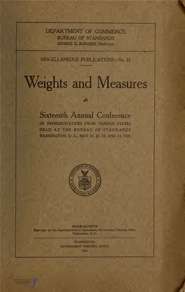 Weights and Measures Sixteenth Annual Conference