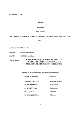 Epidemiology of Peste Des Petits Ruminants Virus in Ethiopia and Molecular Studies on Virulence