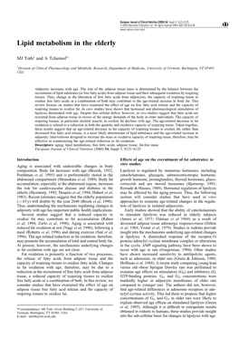 Lipid Metabolism in the Elderly