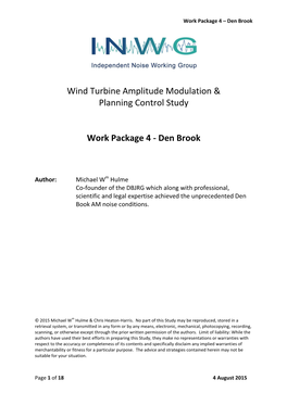 Wind Turbine Amplitude Modulation & Planning Control Study Work
