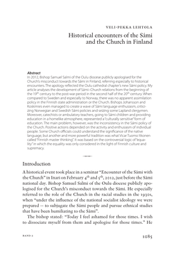 Historical Encounters of the Sámi and the Church in Finland