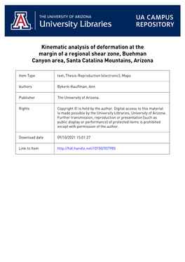 At the Margin of a Regional Shear Zone, Buehman Canyon Area, Santa Catalina Mountains, Arizona