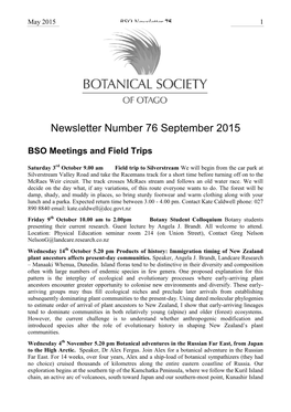 Newsletter Number 76 September 2015