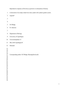 Reproductive Response of Honckenya Peploides to Colonization of Surtsey