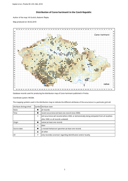 1 Distribution of Carex Hartmanii in the Czech Republic