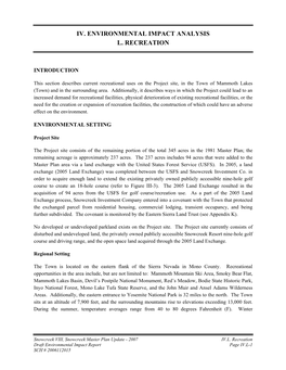 Iv. Environmental Impact Analysis L. Recreation