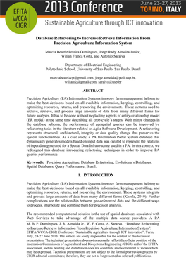 Database Refactoring to Increase/Retrieve Information from Precision Agriculture Information System