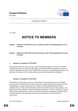 En En Notice to Members