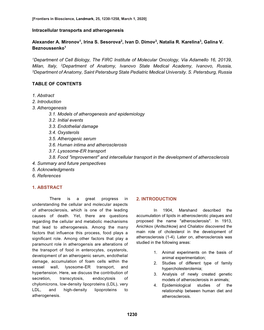 1230 Intracellular Transports and Atherogenesis Alexander A. Mirоnоv1, Irina S. Sesorova2, Ivan D. Dimov3, Natalia R. Karelina